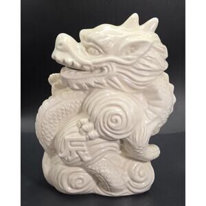 Vintage Benihana Japanese Lucky Dragon Tiki Ceramic White Cocktail Mug 7.5"